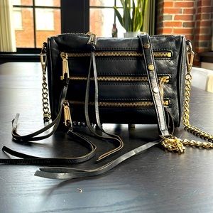 Rebecca Minkoff Mini 5 Zip Crossbody bag Black leather, gold hardware